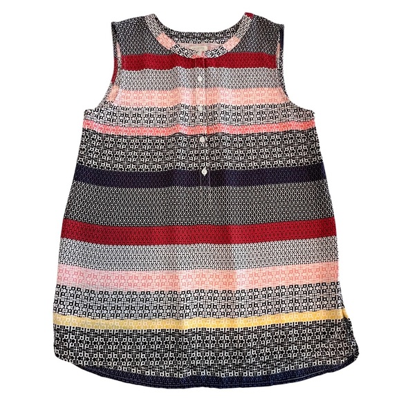 TALBOTS Blouse Sleeveless Button Front Career Office Striped Multicolor Small S - Picture 3 of 14